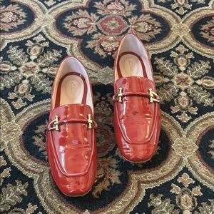 Clarks Red and Gold Flats